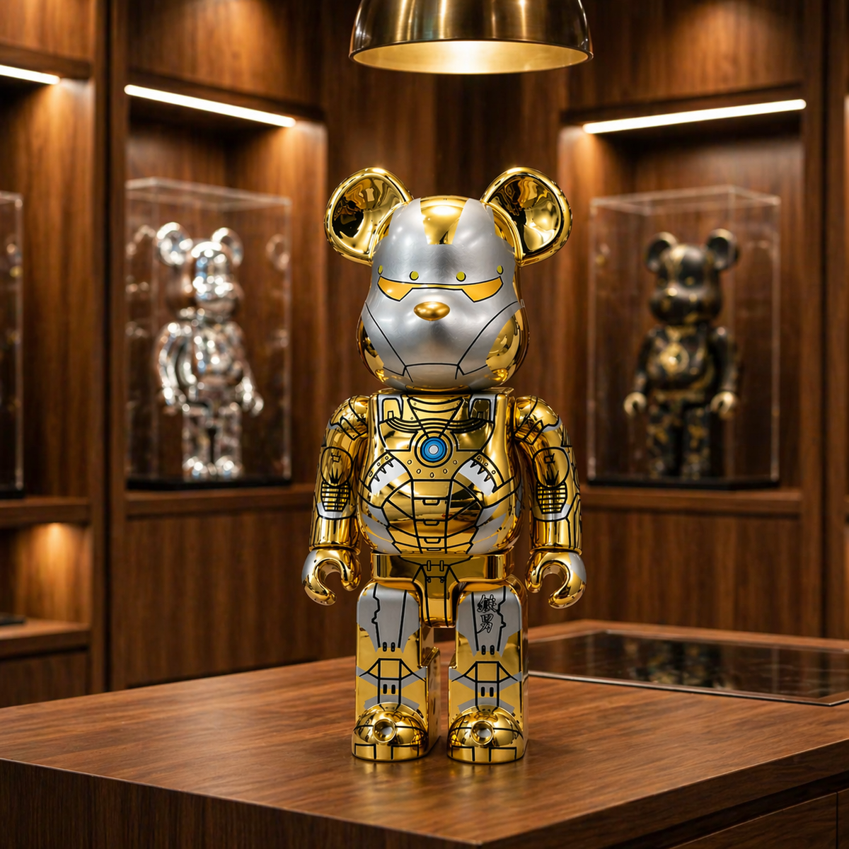 Bearbrick Iron Man Metropolis Gold lifestyle